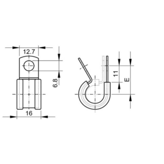 Collier caoutchouc P-clip ø 16 mm