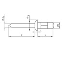 Rivet aveugle à tête plate, acier inoxydable A2 4,8X15,1MM